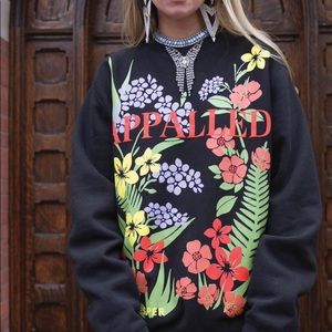 MIA VESPER NYC APPALLEDUnisex Black Floral Sweatshirt NEW $140 Mens L Ladies XL